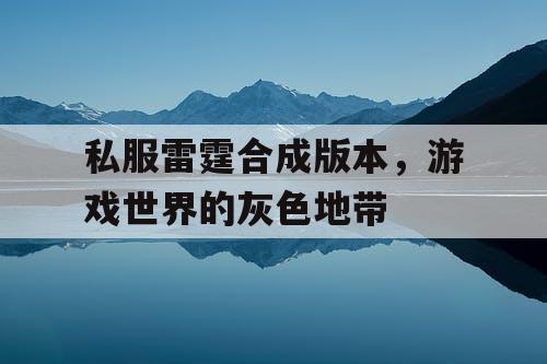 私服雷霆合成版本，游戏世界的灰色地带