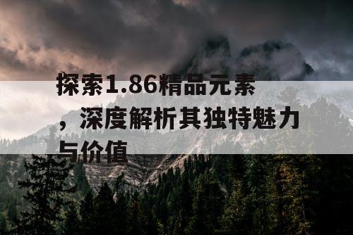 探索1.86精品元素，深度解析其独特魅力与价值
