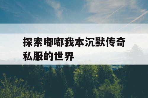 探索嘟嘟我本沉默传奇私服的世界