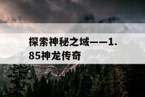 探索神秘之域——1.85神龙传奇
