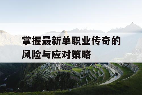 掌握最新单职业传奇的风险与应对策略