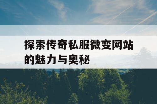 探索传奇私服微变网站的魅力与奥秘