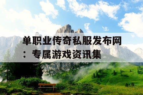 单职业传奇私服发布网：专属游戏资讯集