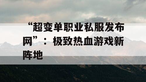 “超变单职业私服发布网”：极致热血游戏新阵地