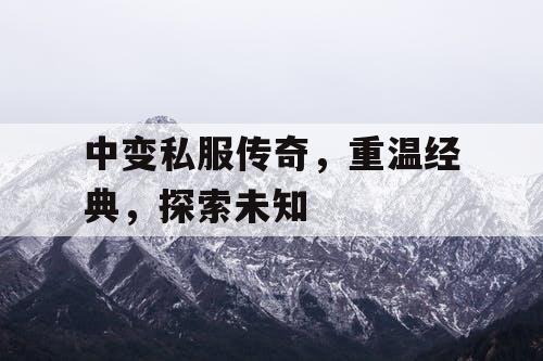 中变私服传奇，重温经典，探索未知