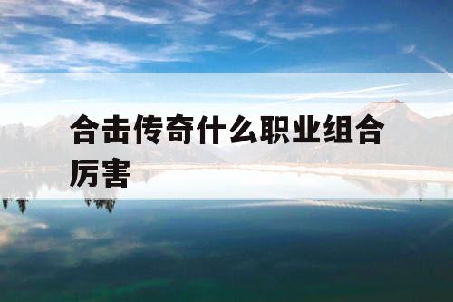 合击传奇什么职业组合厉害