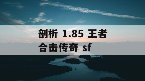 剖析 1.85 王者合击传奇 sf