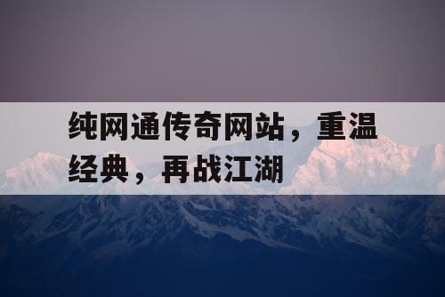 纯网通传奇网站，重温经典，再战江湖