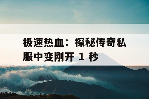 极速热血：探秘传奇私服中变刚开 1 秒