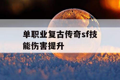 单职业复古传奇sf技能伤害提升