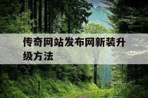 传奇网站发布网新装升级方法