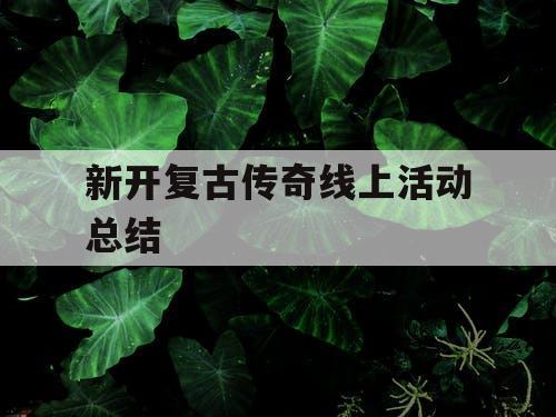 新开复古传奇线上活动总结