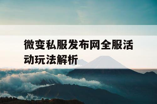 微变私服发布网全服活动玩法解析