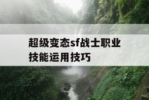超级变态sf战士职业技能运用技巧