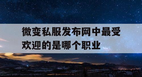 微变私服发布网中最受欢迎的是哪个职业