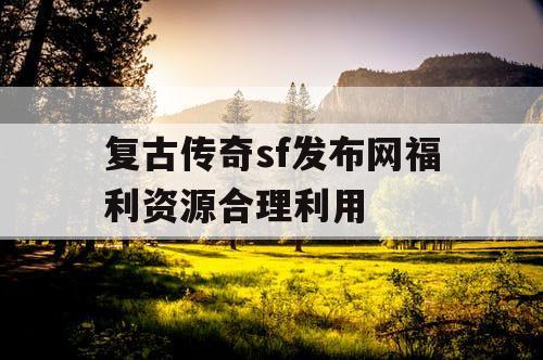 复古传奇sf发布网福利资源合理利用