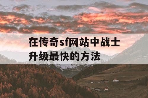 在传奇sf网站中战士升级最快的方法