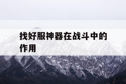 找好服神器在战斗中的作用
