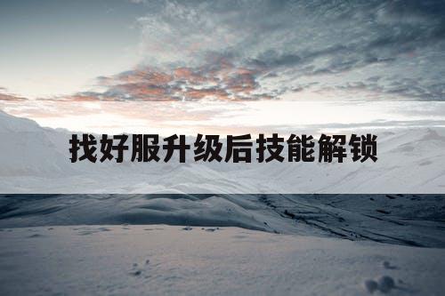 找好服升级后技能解锁